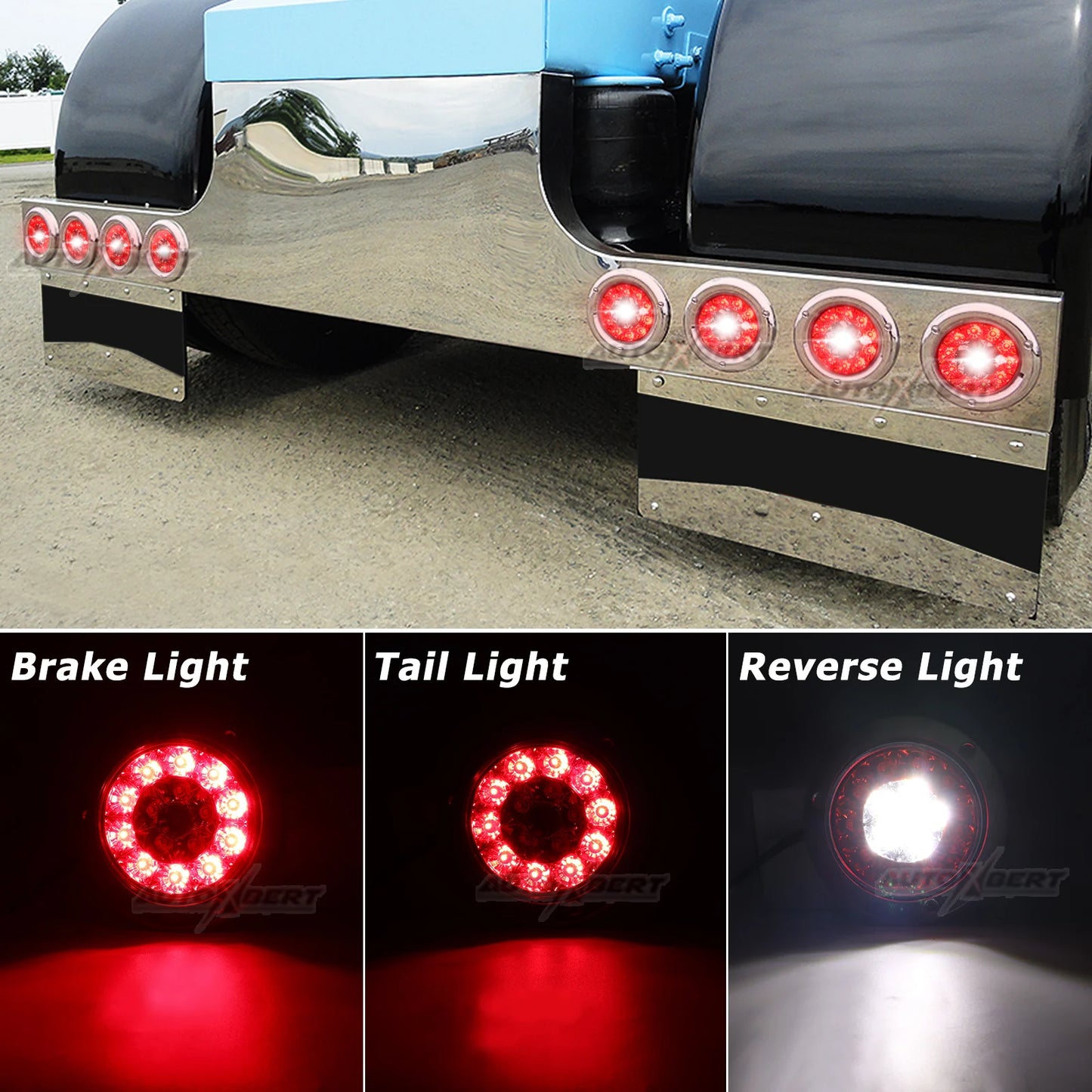 XUKEY Waterproof Round Trailer Tail Lights 2-Pack