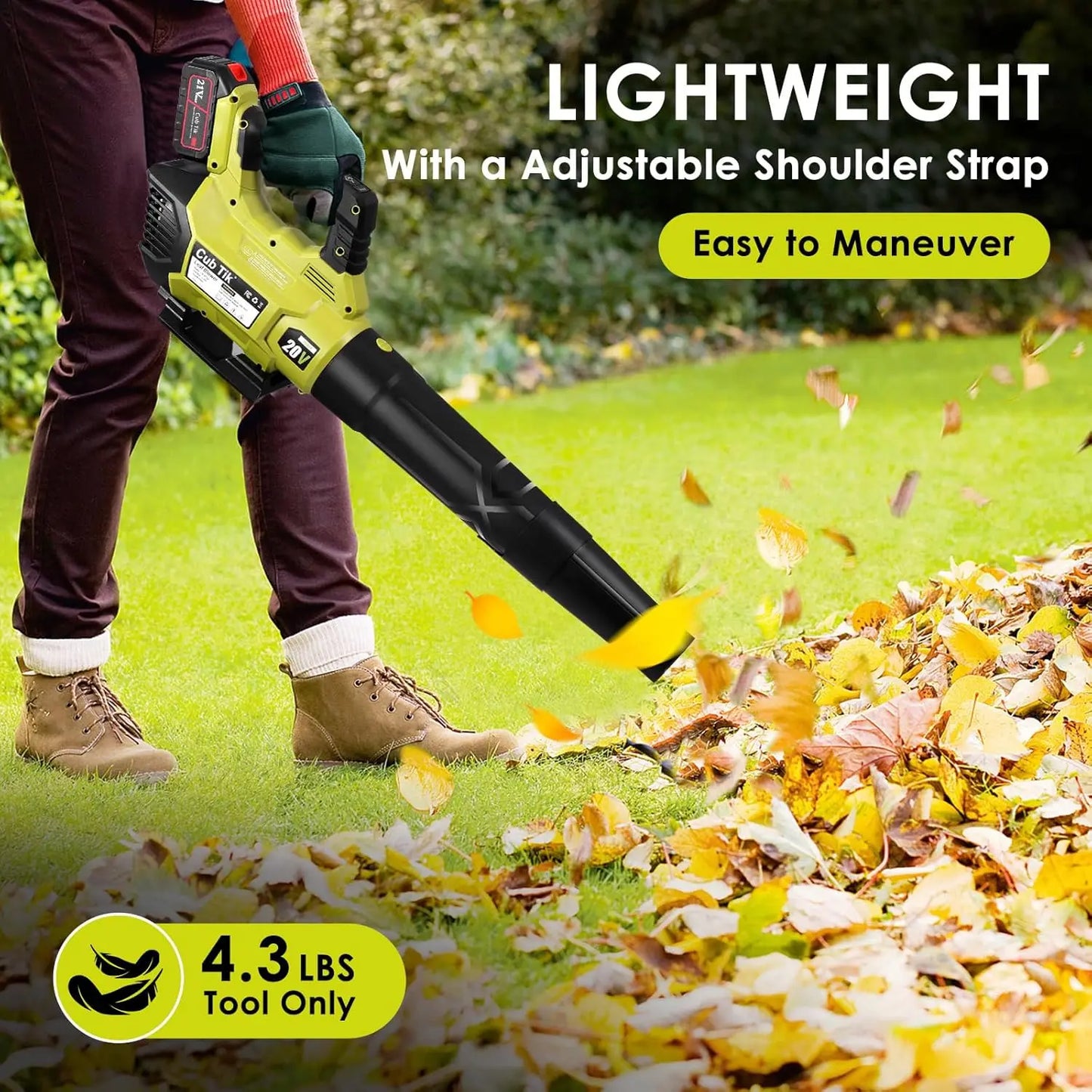 Cordless Leaf Blower With 2 Batteries And Charger Lightweight