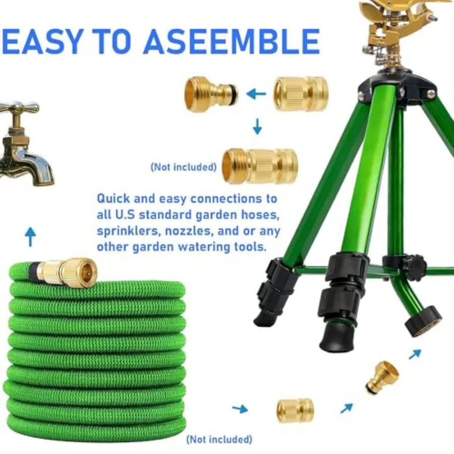Pack Impact Sprinkler on Tripod Rotating Water Sprinklers for Yard Lawn and Garden Heavy Duty 360 Degree Irrigation Sprinkler w