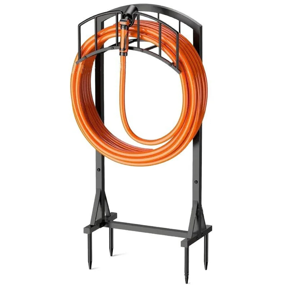 Garden Hose Storage Holder Metal Hose Stand Sturdy Freestanding Hose Hanger Detachable Reel Rack Organizer For Outside Lawn
