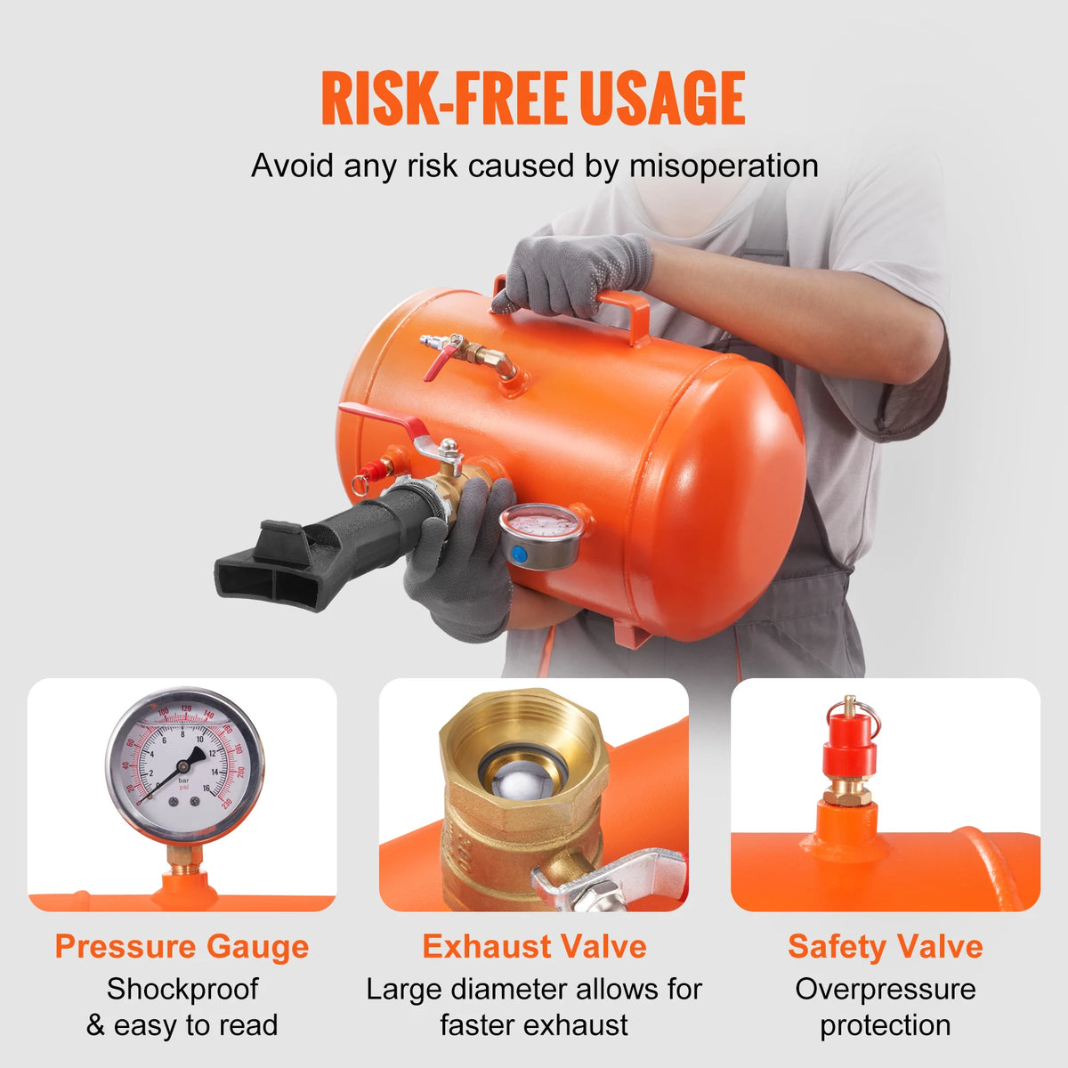 SucceBuy Professional Tire Inflation Tank With Gauge Handle