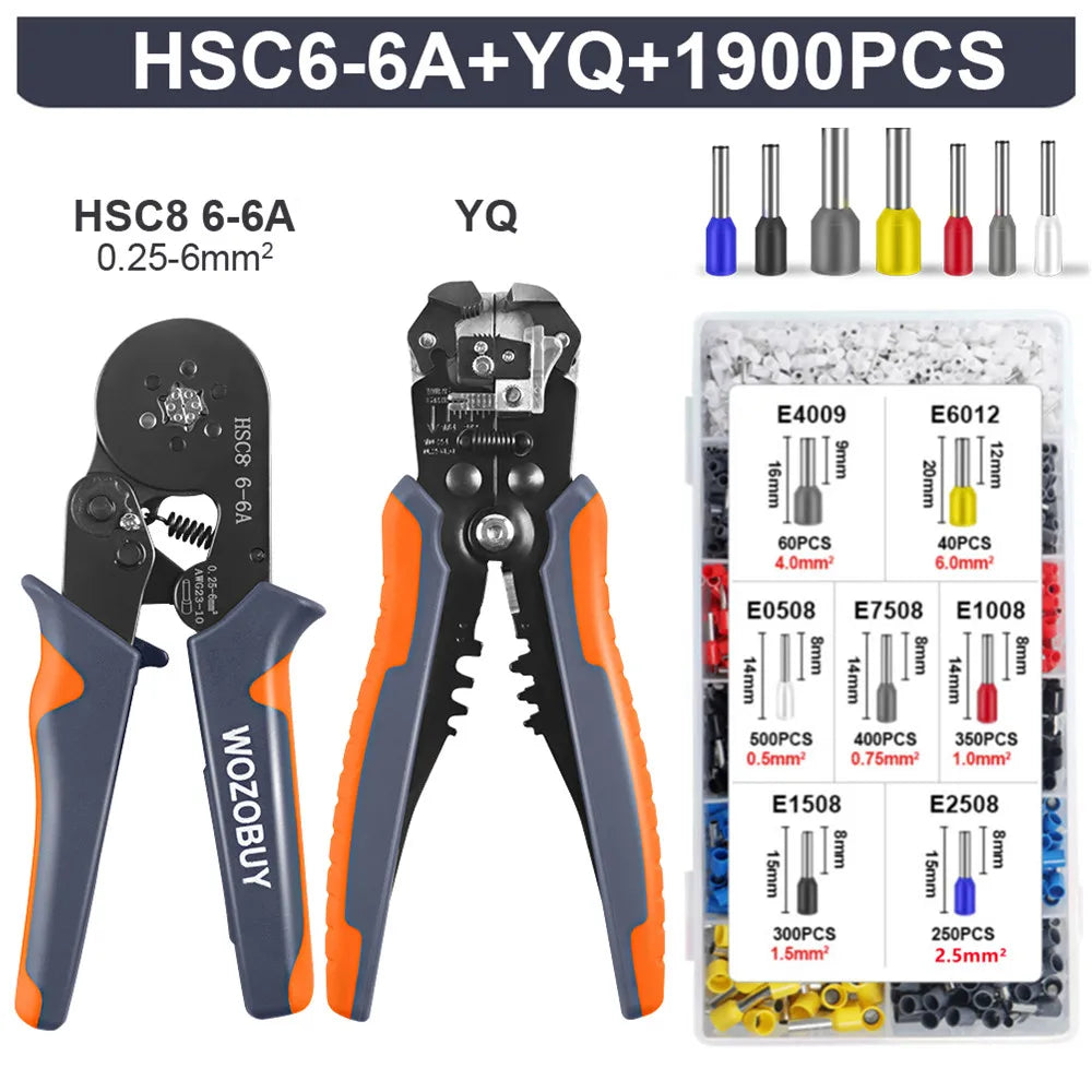 Ferrule Crimper Tool,Ratchet Crimping Tool Kit-Wire Stripper & Crimper Plier , Plier Set with Connectors