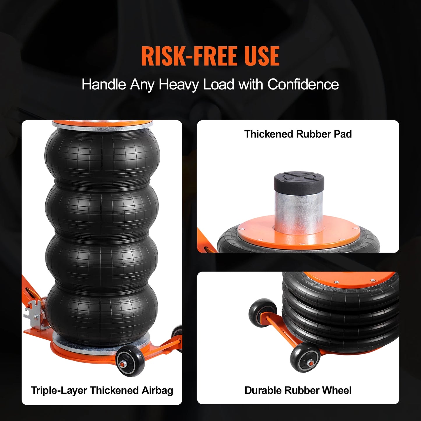 SucceBuy 6T Air Jack, 2-5 S Pneumatic Lifting Jack with Heightened Column & Adjustable Handle Thick Rubber Pad Fit for Sedan SUV