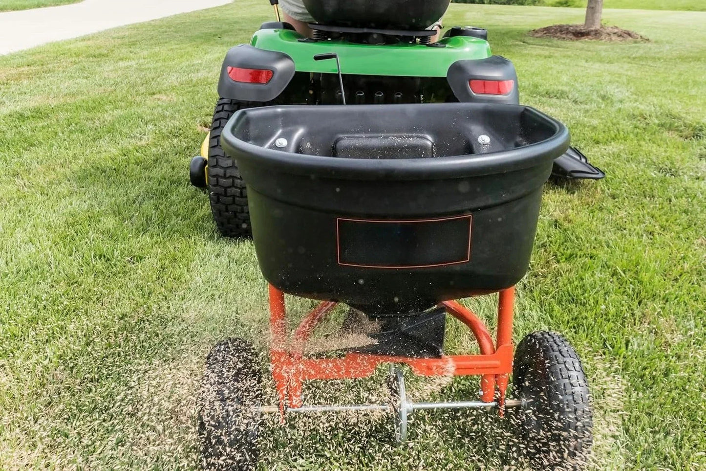 45-0527 110 lb. Tow- Behind Lawn & Garden Broadcast Spreader for Seed,Fertilizer,Salt,Ice Melt; Easy to use Flow Control from