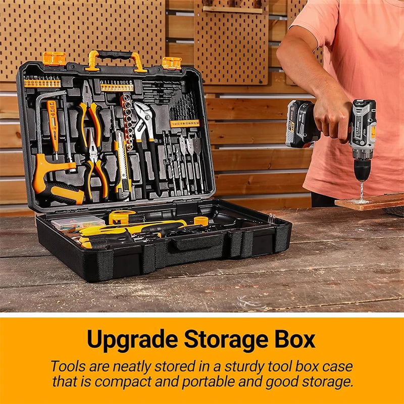 DEKO Cordless Drill And Household Repair Tool Kit With Battery