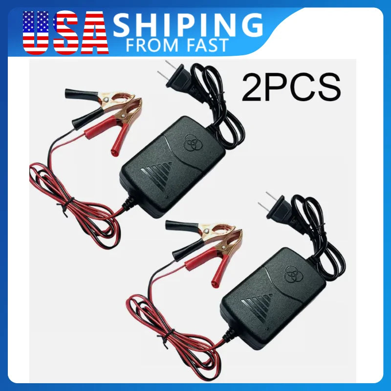Smart 12V Car Battery Charger 1A Lead-Acid With Indicator Light 14.4 Volt Dual Wire Alligator Clip Camping Auto Charging Socket