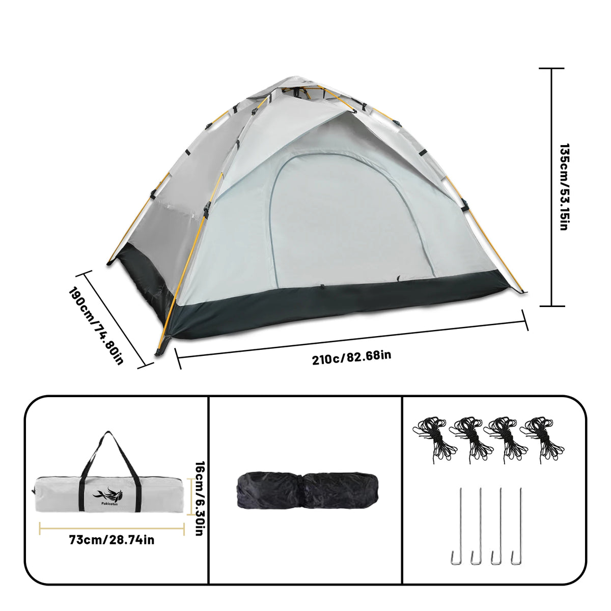 Pakicetus Family Camping Tent Windproof Waterproof Quick Setup Shelter