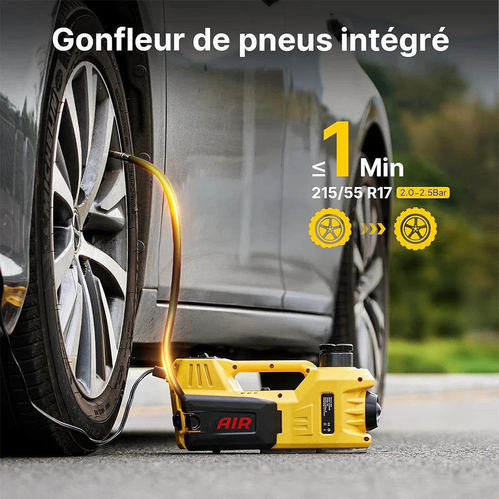 Taskstar Electric Car Jack 5T Electric Hydraulic Jack with Built-In Inflator 12V Tire Changer with LED Light for Sedan SUV Truck