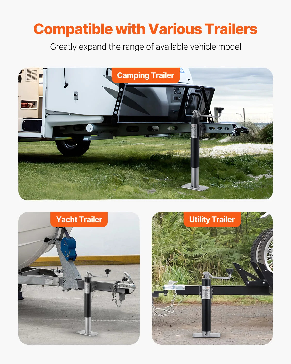 SucceBuy 2000 lbs Trailer Jack Stand 10" Lift Weld-on Pipe-Mount Bracket Support Legs Corner Steady Camper Parts for RV Yacht