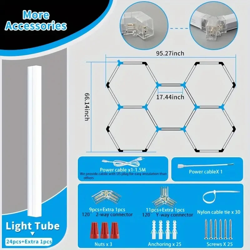 25 Pack Hexagon LED Garage Light - 26400LM Super Bright Ceiling LED Shop Light - Updated Bigger Size for Warehouse Workshop Gym