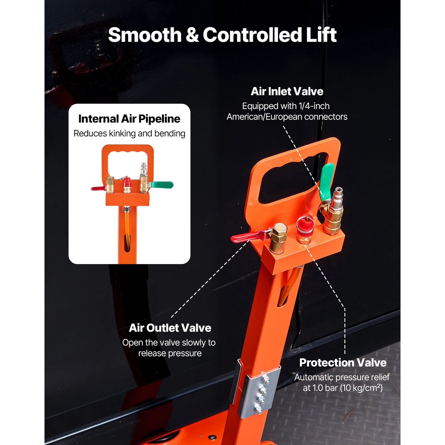 SucceBuy Air Jack 3T Triple Bag Air Jack Pneumatic Jack with Support Rod Heightened Column Adjustable Handle, for Car SUV Pickup