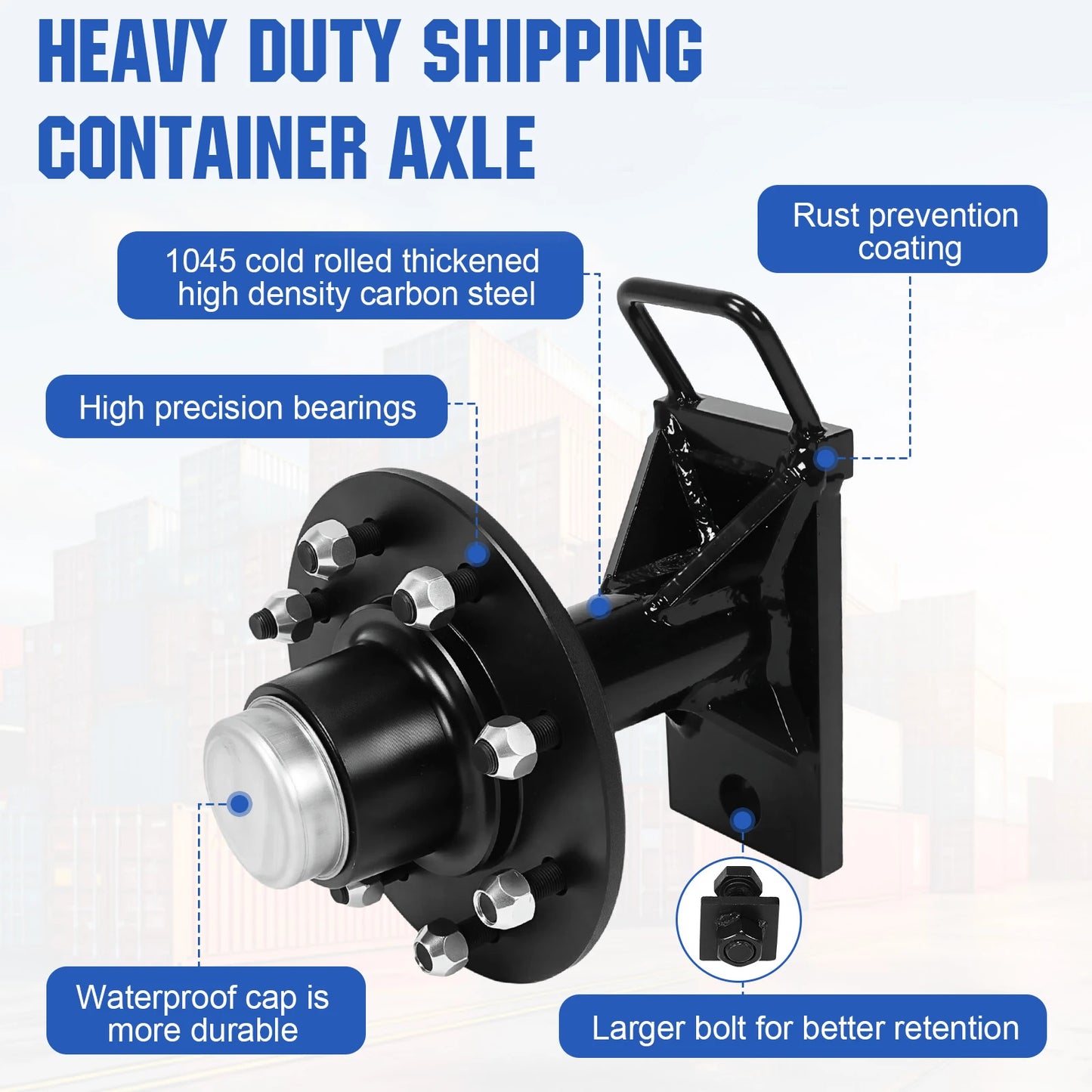 2 Pack Shipping Container Wheels 8x6.5 Lug with Ratchet Strap Tie Down J Hook Shipping Container Accessories Quick Disassembly