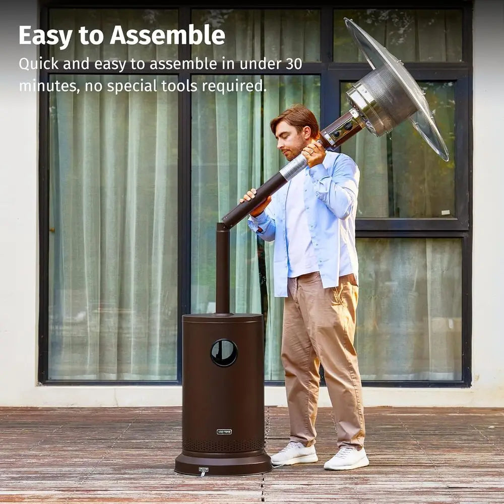 55,000 BTU Propane Patio Heater, Round Table & Stainless Steel Burner, Portable Outdoor Heater for Large Spaces, Bronze