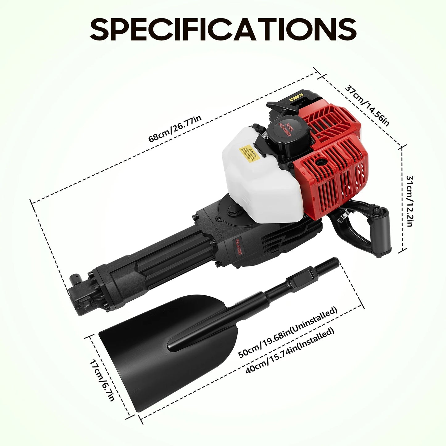 1900W Garden Tree Digger 52CC Petrol Tree Digger Shovel Root Cutting Transplant Garden Tool for Lawn Farm Tree Digging