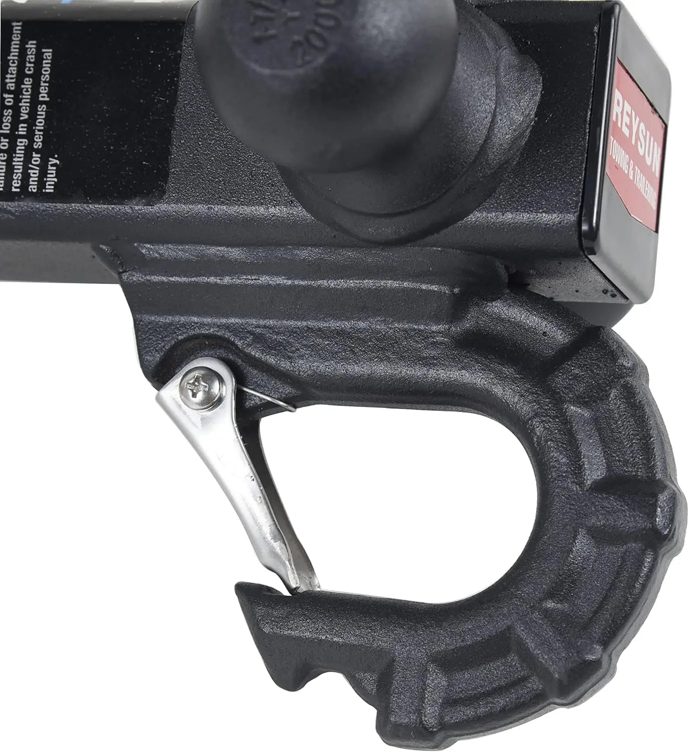 Tri-Ball Trailer Hitch with Hook: 3 Sizes in 1 Tow Ball, Fits 2-Inch Receiver, Self-Locking, 10,000 lbs Capacity, Matt Black