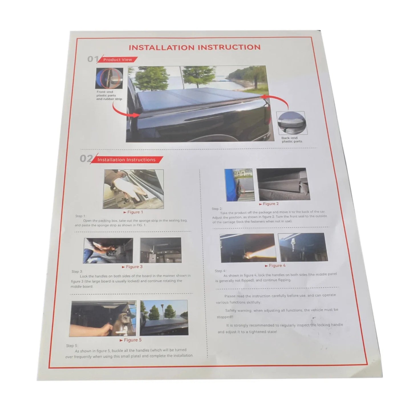 AP03 4.6FT 3-Fold Hard Tonneau Cover for 2022-2025 Ford Maverick Truck Bed with Light