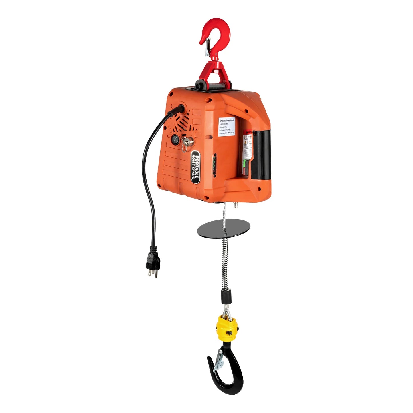 1500W Electric Hoist Winch, Electric Hoist Winch with Remote Control 500kg/1100lbs Loading Capacity for Gardens, Forests, Factories, Warehouses, Garages