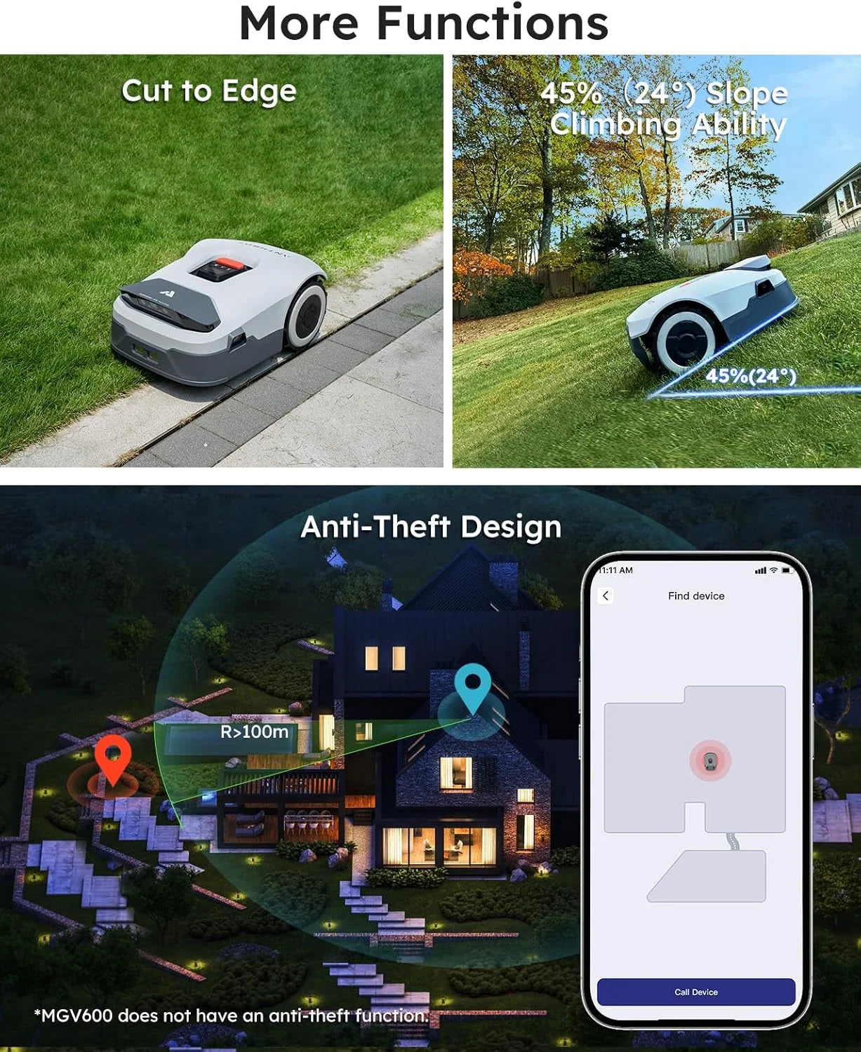 ANTHBOT Genie 600E(4G) AI Wireless Robotic Lawnmower, Max. 900 m², RTK + 4 Camera Vision Lawn Mower Robot, 4G+WiFi+Bluetooth