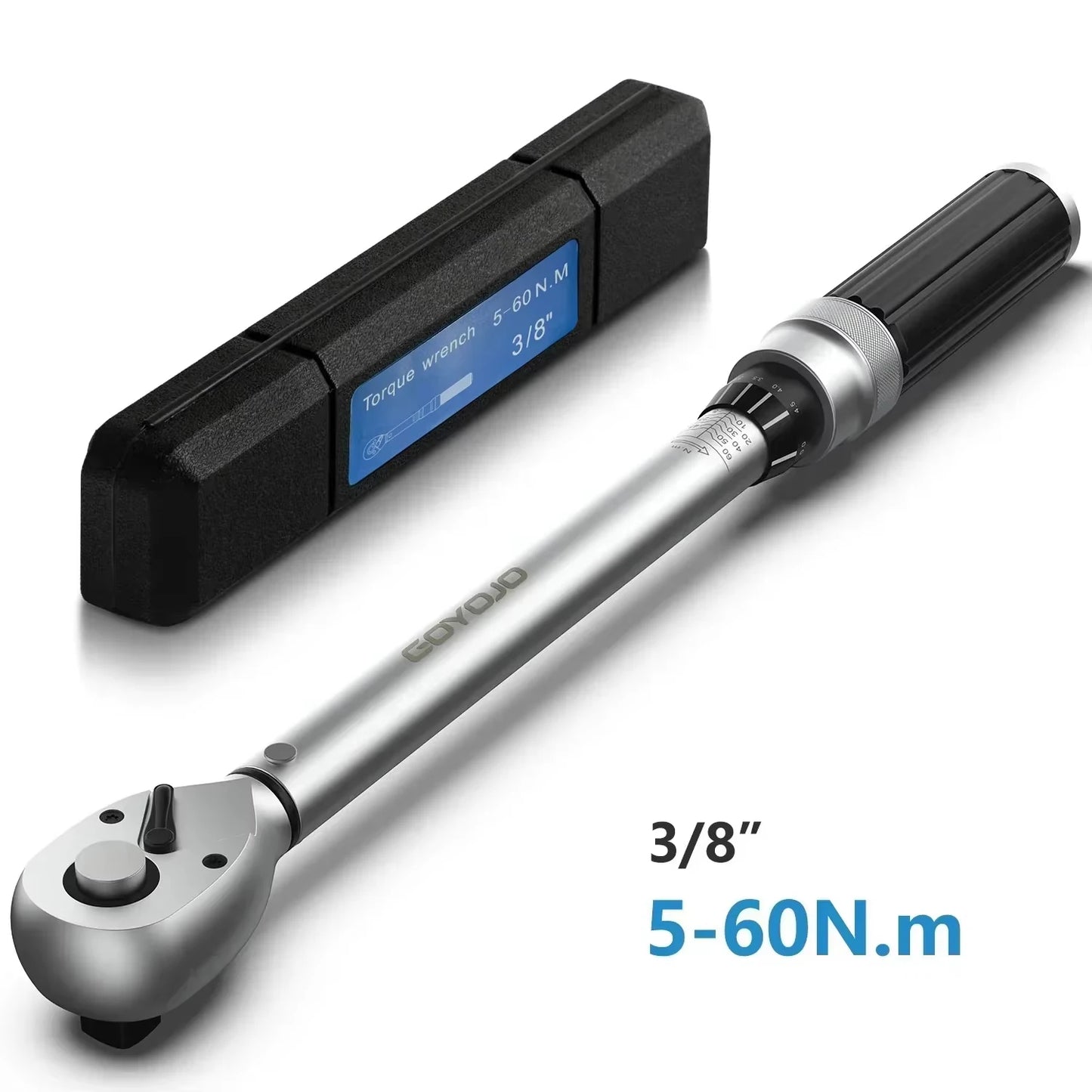 GOYOJO 3/8" Torque Wrench Square Unit Torque Wrench 5-60N.m / 44.26 -531.06 lb-in Pro Torque Wrench Professional Bicycle Auto Repair Tool Chassis Component, &Engine Repair