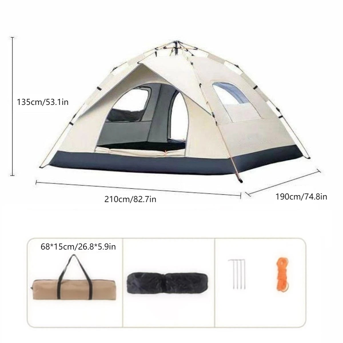Pakicetus Automatic Camping Tent with Sunshade and Dual Doors