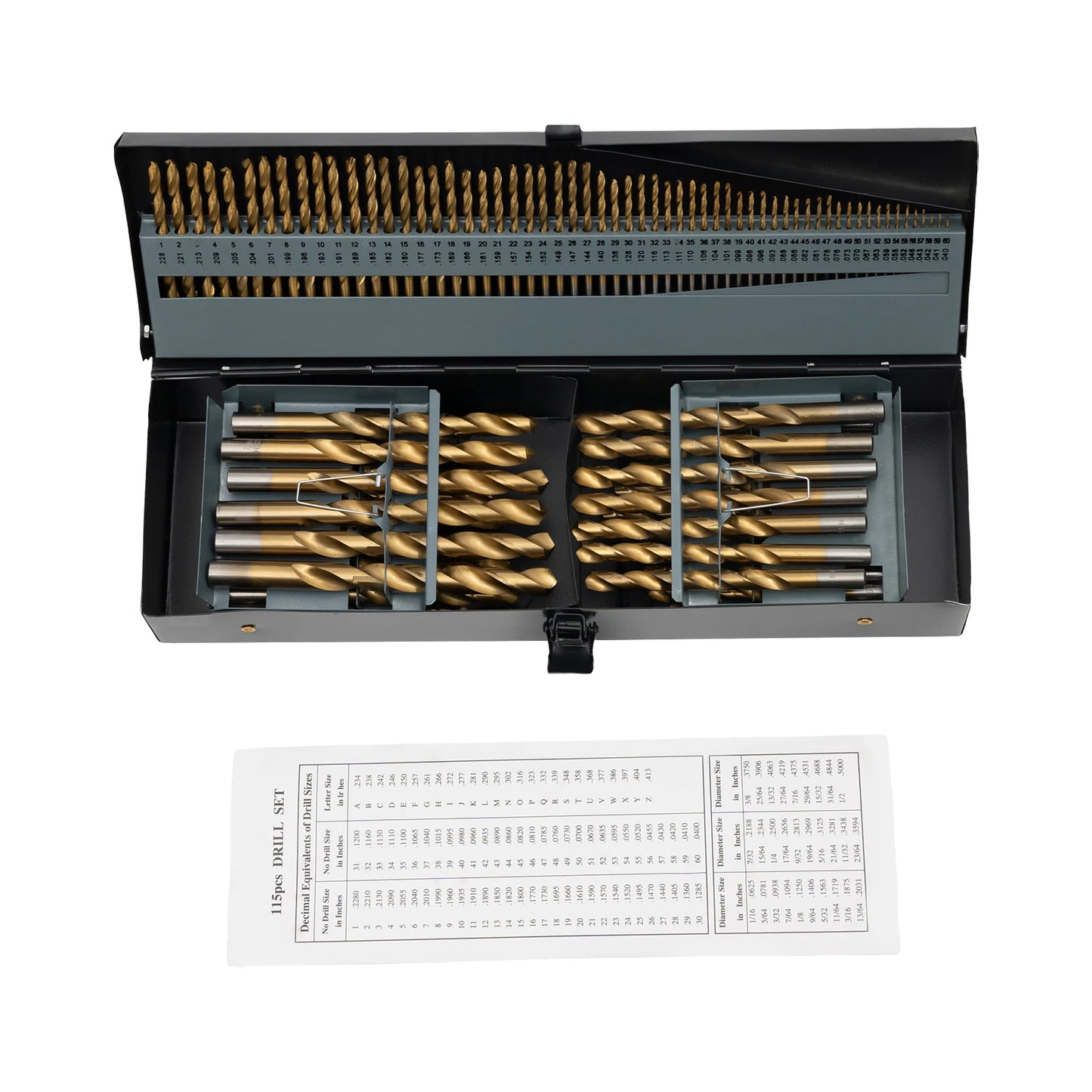 115 PCS Cobalt Drill Bits Set, M35 HSS Twist Drill Bits, 5% Cobalt Alloy Steel, for Hard Materials