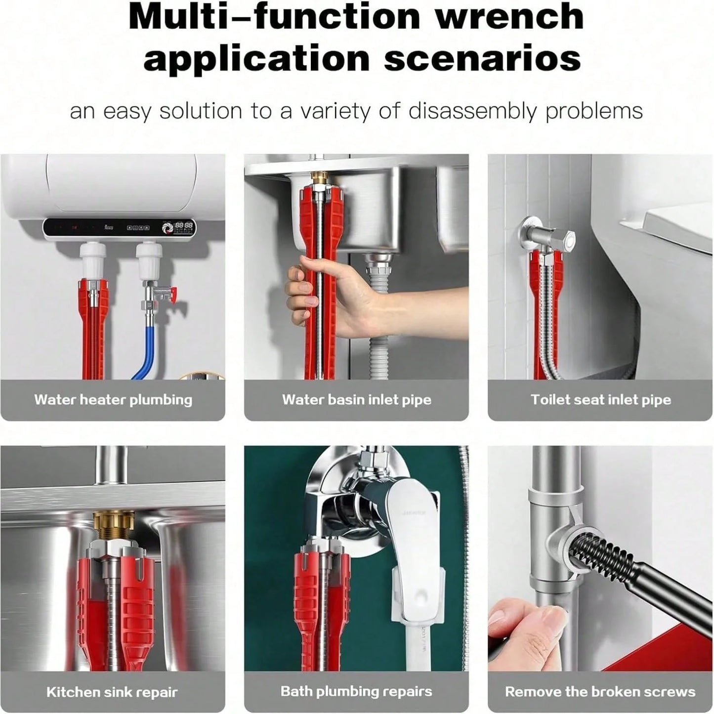 8 In 1 Multifunctional Sink Faucet Installer Wrench Plumbing Tool For Kitchen Bathroom Toilet Pipe Repair Tight Space Use