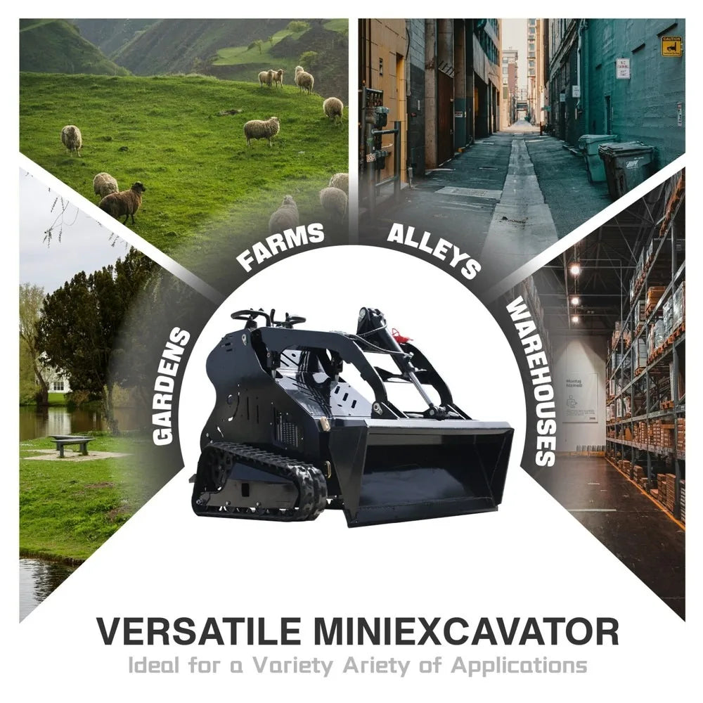 Stand On Mini Crawler Dozer Skid Steer Loader 13HP EPA Engine Multi Purpose Extended Tracks ATTACHXPRO Mini Excavation