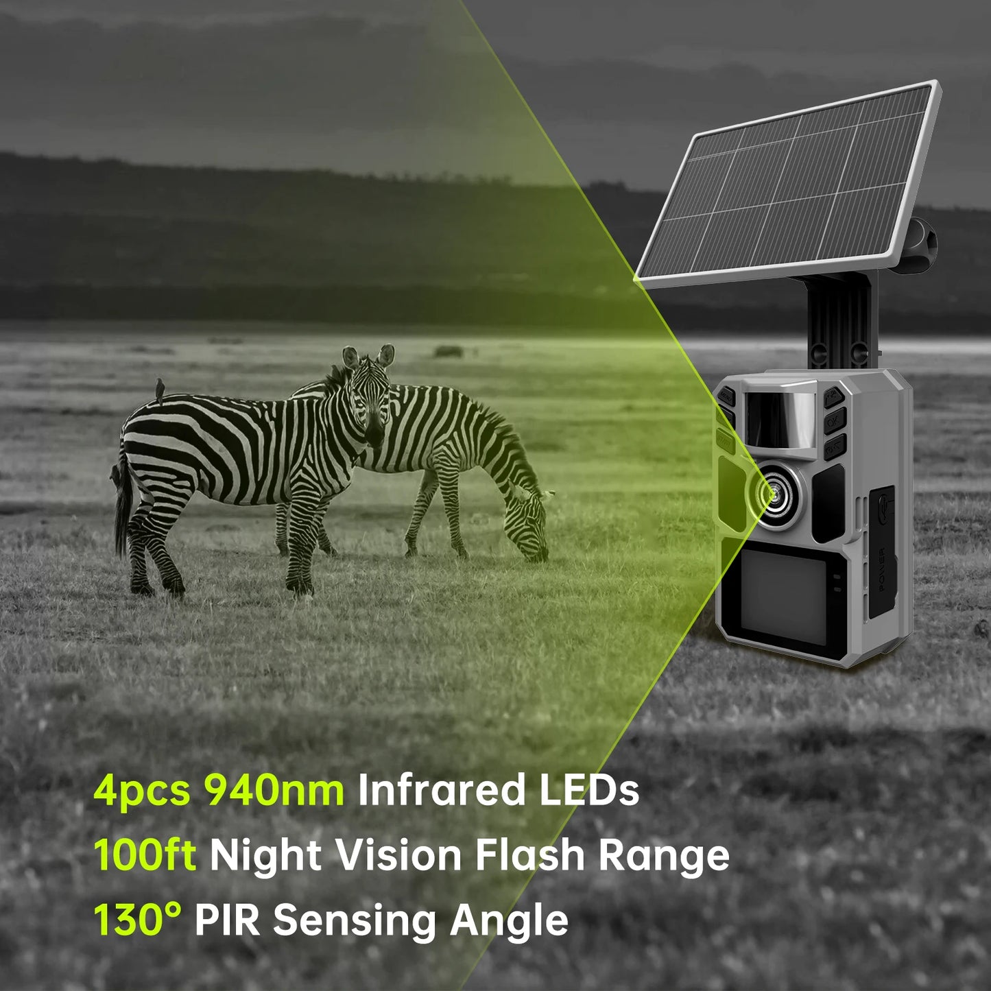 Trail Camera Solar 4K 64MP Night Vision With Solar Panel