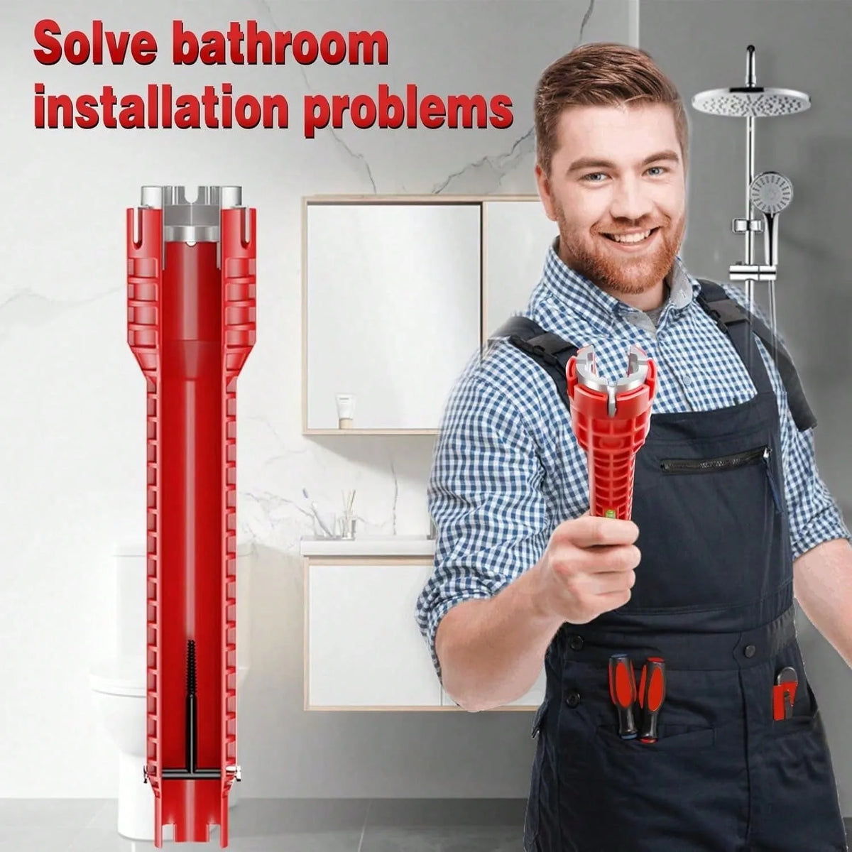 8 In 1 Multifunctional Sink Faucet Installer Wrench Plumbing Tool For Kitchen Bathroom Toilet Pipe Repair Tight Space Use