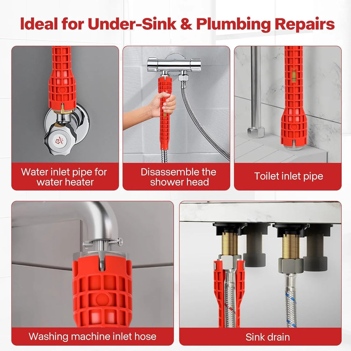 8 In 1 Multifunctional Sink Faucet Installer Wrench Plumbing Tool For Kitchen Bathroom Toilet Pipe Repair Tight Space Use