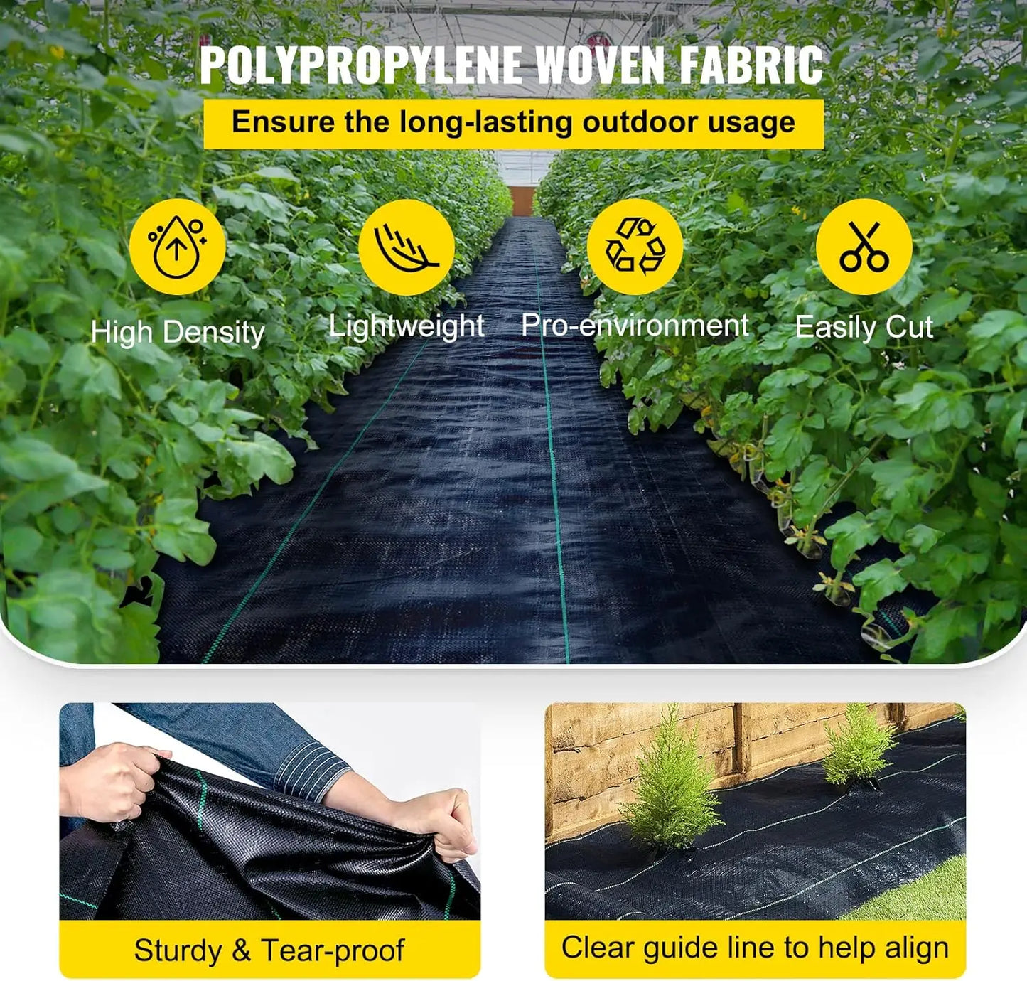 Heavy-Duty Weed Barrier Fabric–4x180ft Grade Landscape Driveway Fabric, UV-Resistant, High Permeability&Tear-Proof Ground Cover