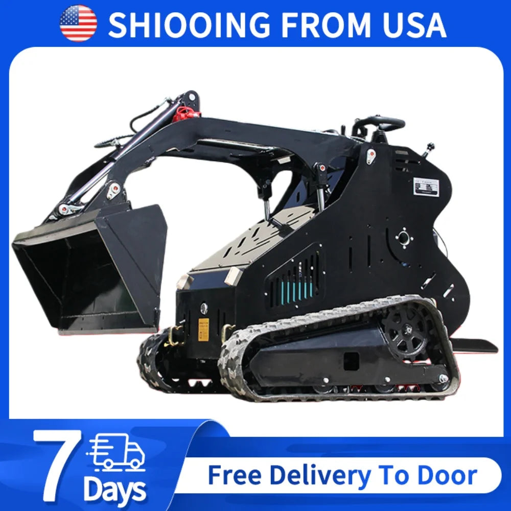 Stand On Mini Crawler Dozer Skid Steer Loader 13HP EPA Engine Multi Purpose Extended Tracks ATTACHXPRO Mini Excavation