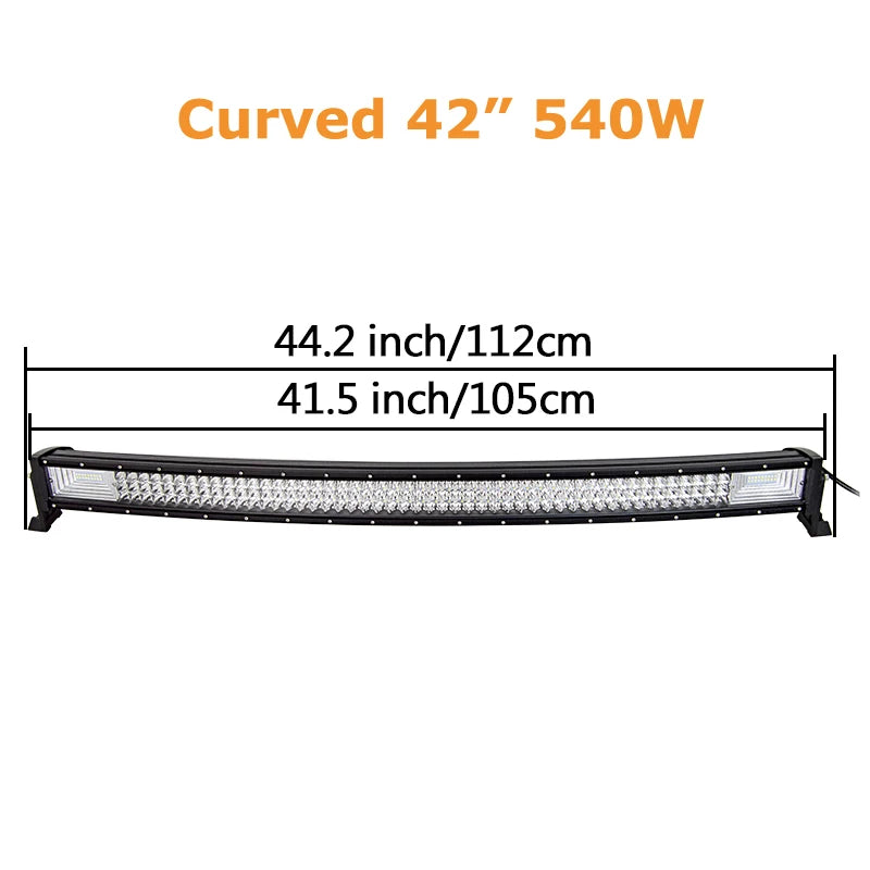 22 32 42 52 Inch 270W 405W 7d Off Road Led Light Bar Curved LED Driving Lights 4x4 Offroad Truck SUV ATV Tractor Boat 12v 24v