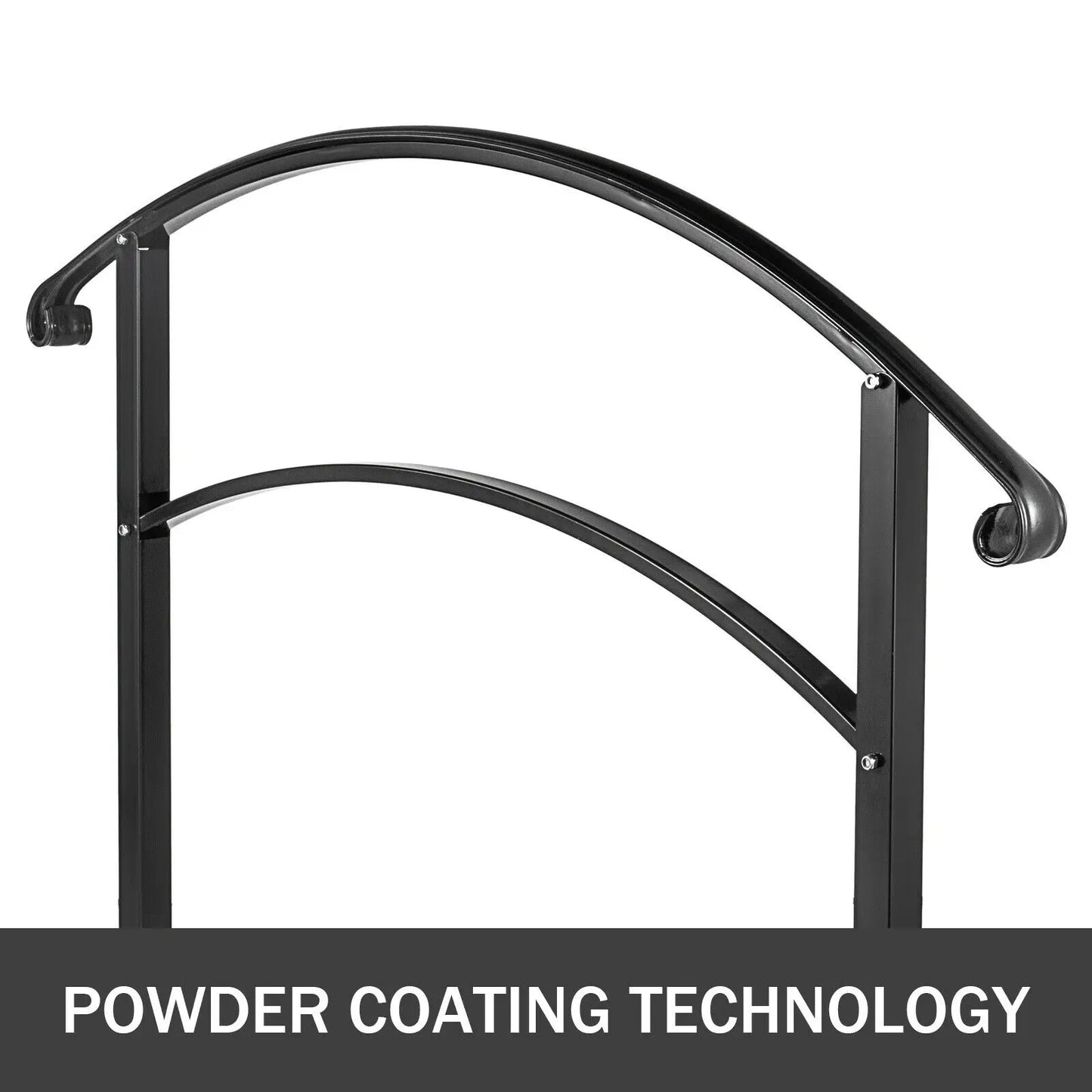 SucceBuy Wrought Iron Handrail Fits 1or5 Steps with Installation Kit Hand Rails for Outdoor Steps Transition Handrail Stair Rail