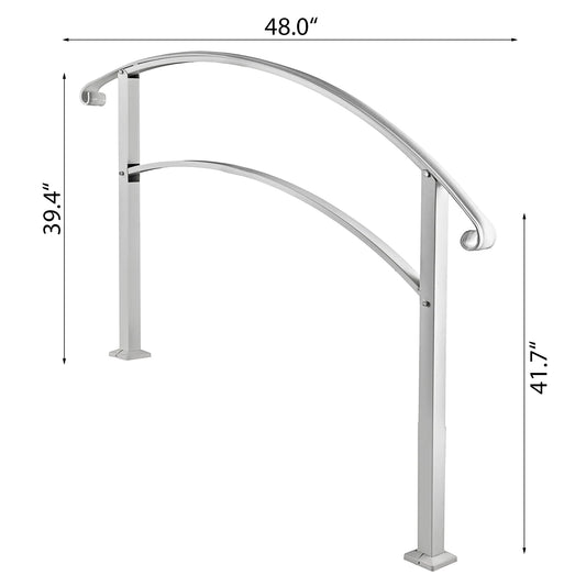 SucceBuy Wrought Iron Handrail Fits 1or5 Steps with Installation Kit Hand Rails for Outdoor Steps Transition Handrail Stair Rail
