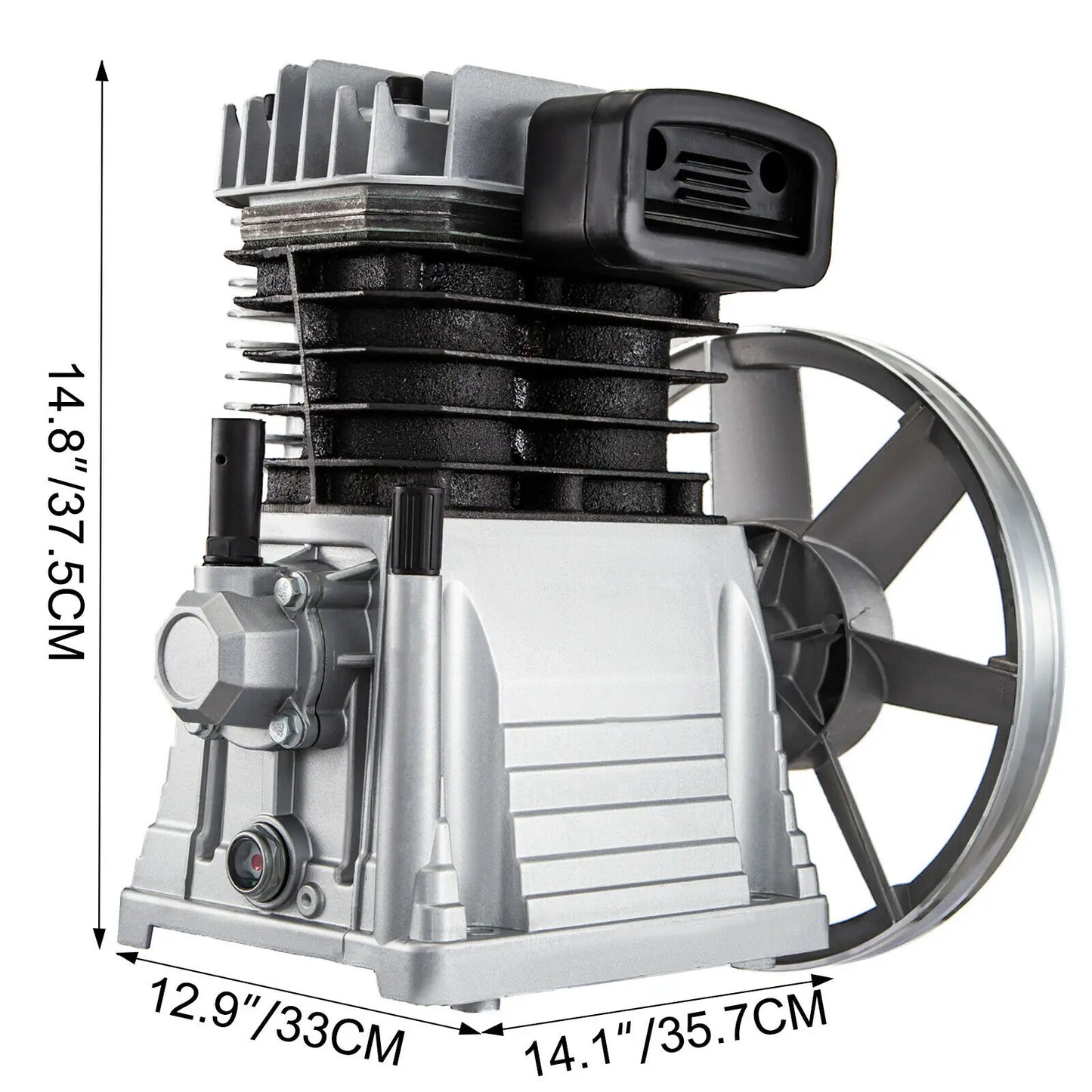 SucceBuy Air Compressor Heads Piston Twin Cylinder Single Stage 2.2KW 375L/MIN 12CFM 11 Bar 159.5PSI 1300RPM for Chemical