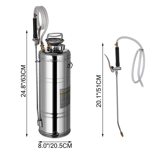 SucceBuy 4-12L Hand Powered Sprayer Stainless Steel Watering Spraying Sprinkling Atomizer Pump Home Ground Garden Cleaning Sprayer