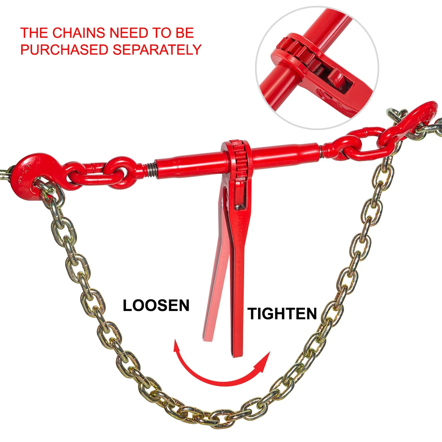 SucceBuy 2Pack Chain Binder Kit Ratchet Load Binder 3/8 - 1/2 Inch 13000LBS Loading Capacity Adjustable Length for Tie Down Haul
