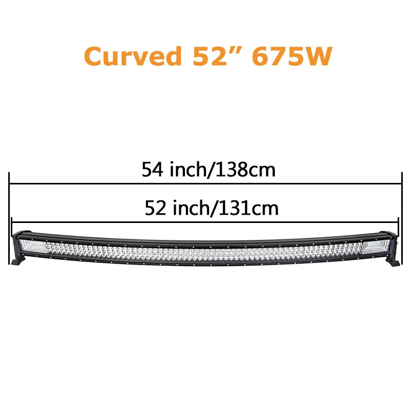 22 32 42 52 Inch 270W 405W 7d Off Road Led Light Bar Curved LED Driving Lights 4x4 Offroad Truck SUV ATV Tractor Boat 12v 24v