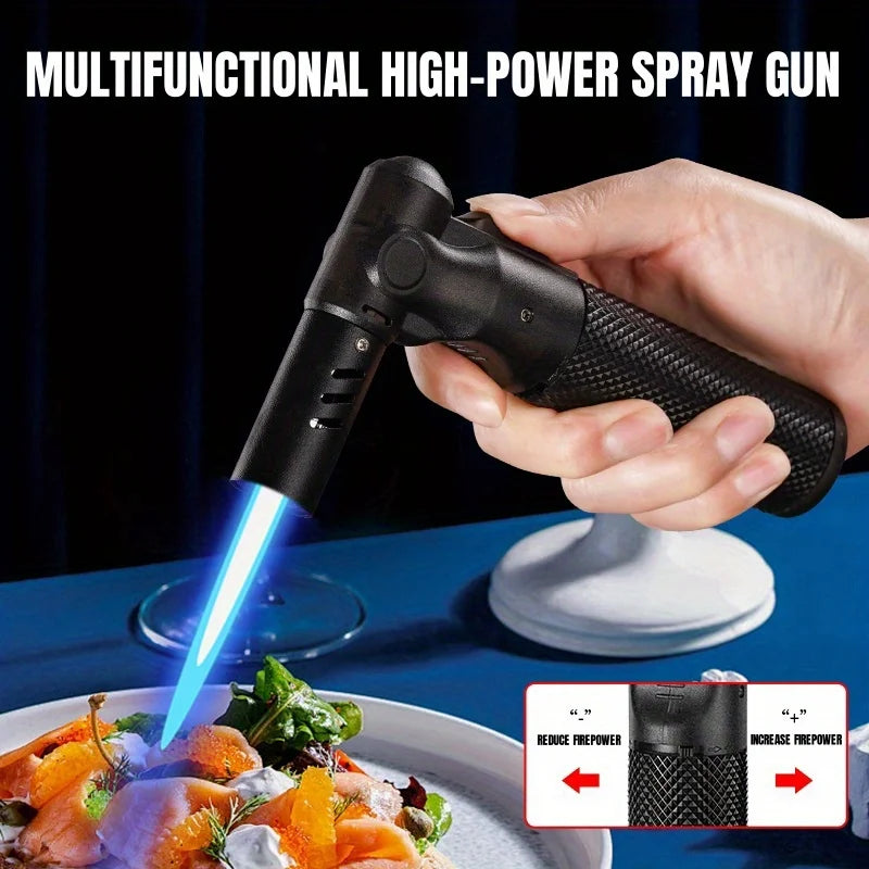 Butane Torch Lighter Refillable Jet Flame Windproof Portable 1300° High Temp 360°Inverted Ignition Adjustable Flame BBQ Welding