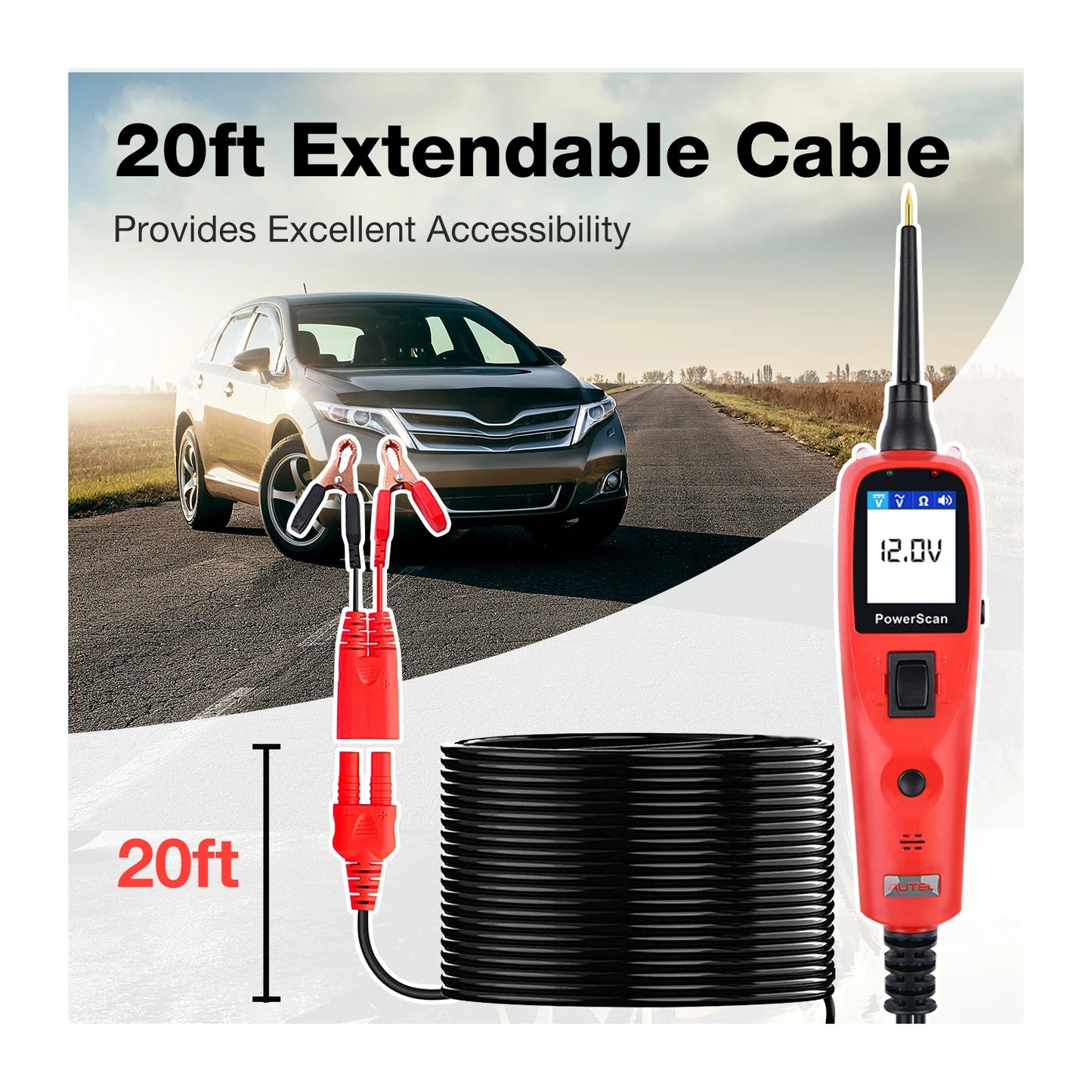 Autel PowerScan PS100 Circuit Tester Universal 12V 24V Automotive Power Circuit Probe Kit AC/DC/Continuity/Probe/Signal Test