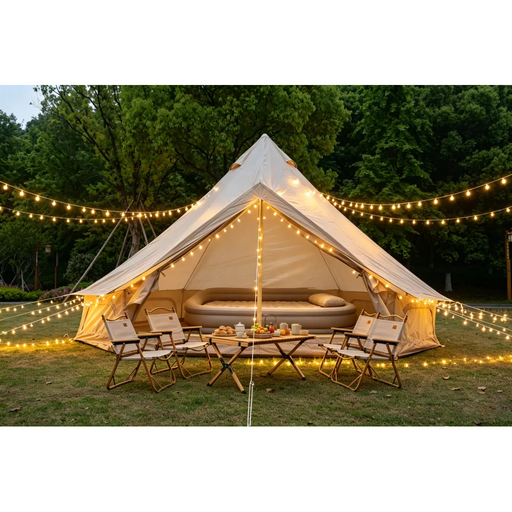 Camping Tent For 3-4 People Sun Protection with Stove Jack, Portable Outdoor Rain/Sun Proof Tent Large Glamping Tents for 3-4 People, For Camping Hiking Beach Yard
