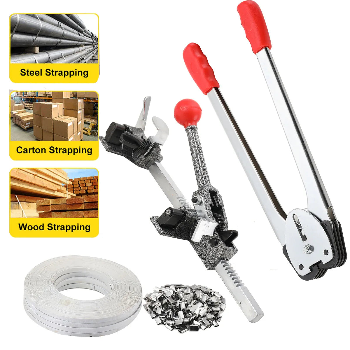 Strapping Sealer + Strapping Tensioner Manual Encapsulator Packaging Plier Strapping Machine Pallet Packing Strapping Kit