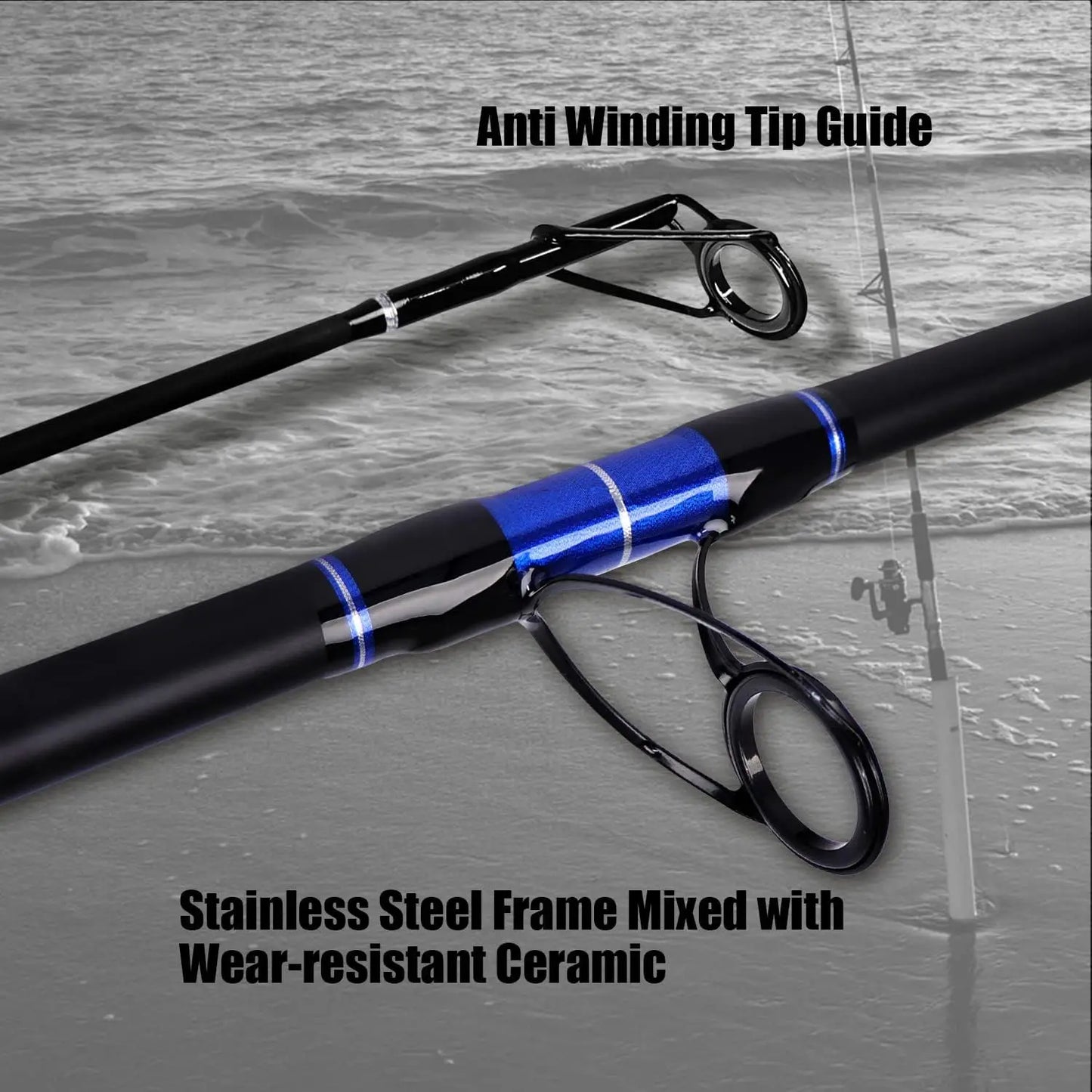 Carbon Fiber Travel Surf Fishing Rod - 2/3/4 Piece, 9-15ft Lengths, Lightweight & Durable for Saltwater Angling