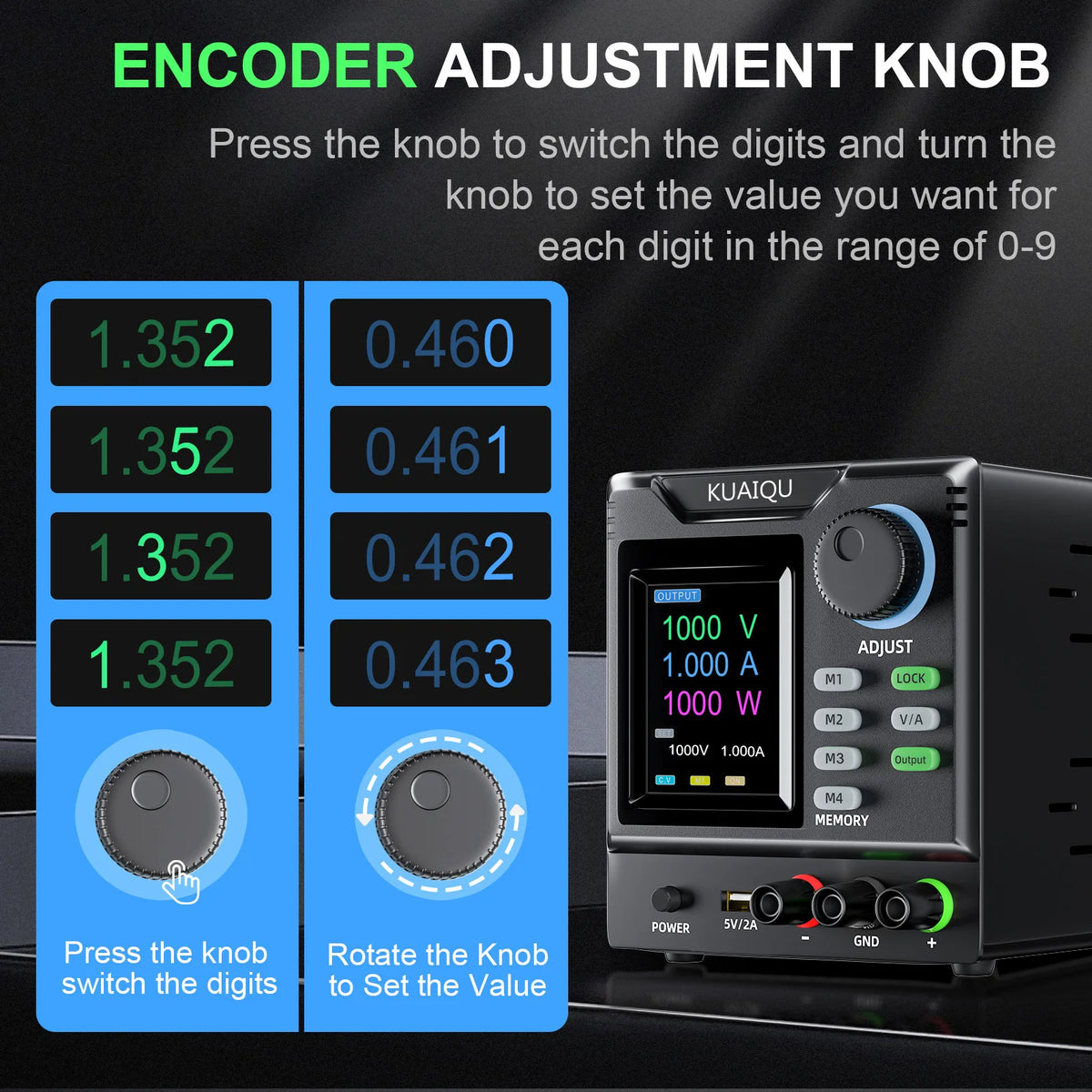 KUAIQU Programmable DC Switching Power Supply for Electronics Testing
