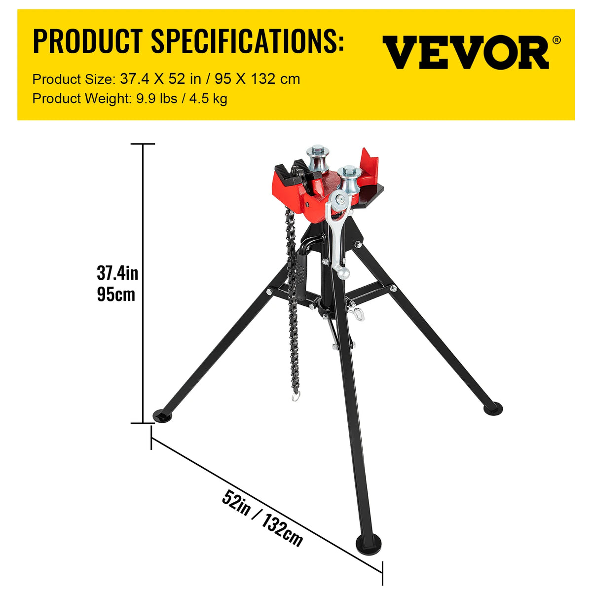 SucceBuy Portable Steel Pipe Chain Vise With Folding Tripod Stand