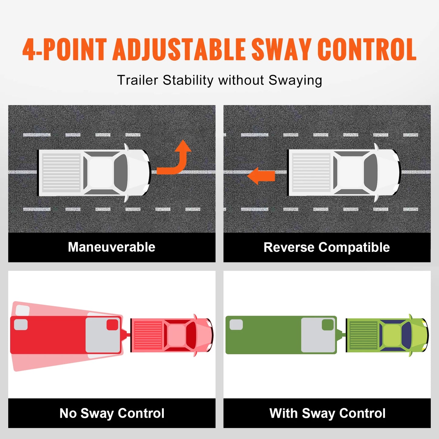 SucceBuy 1000/1500 lbs Distribution Hitch Load Leveling 4 Towing Tongue Distributing Hitches Kit with Sway Control for Trailer