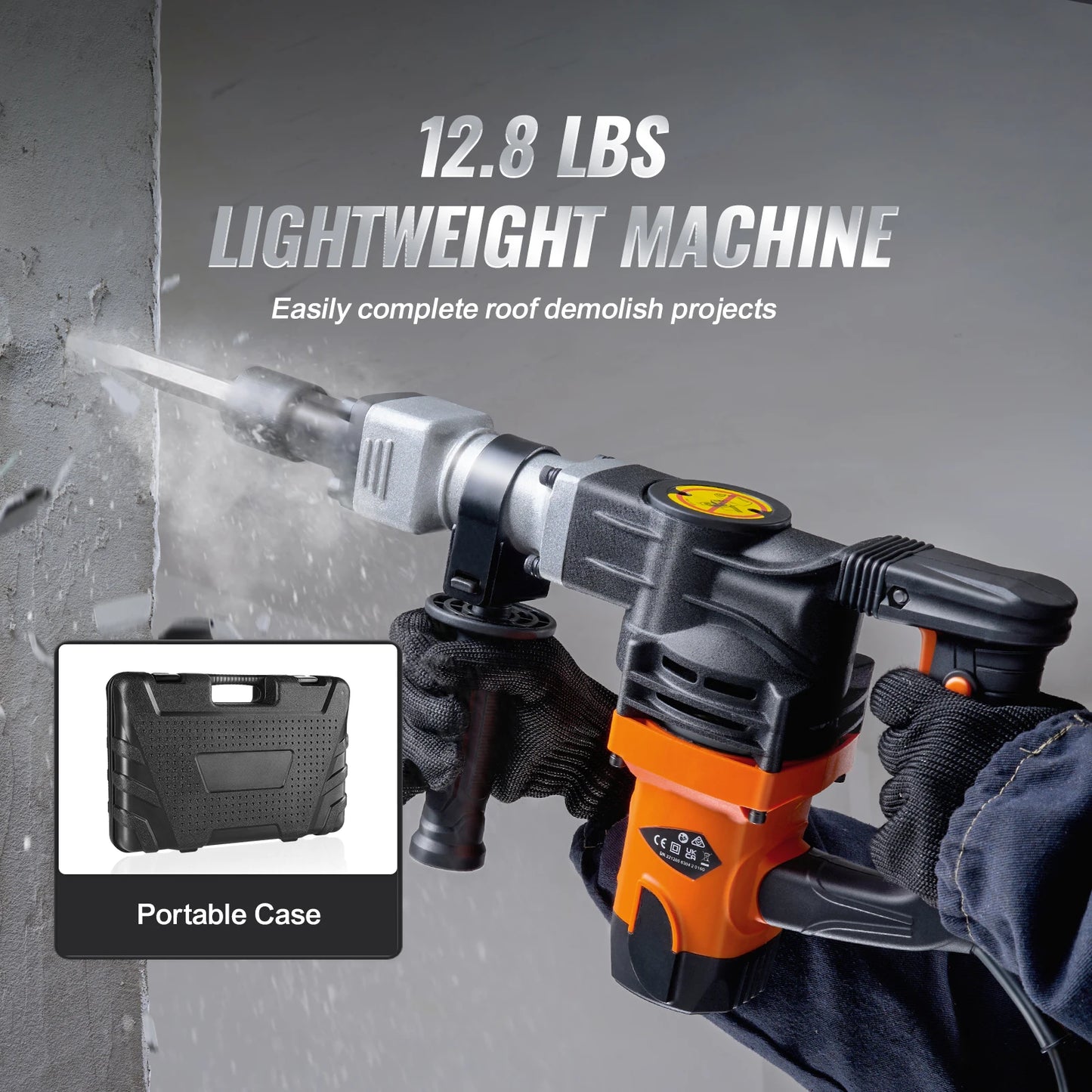 SucceBuy 1400W Demolition Jack Hammer Electric Jackhammer Heavy Duty 2900 BPM Concrete Breaker 2pcs Chisels Bits Chipping