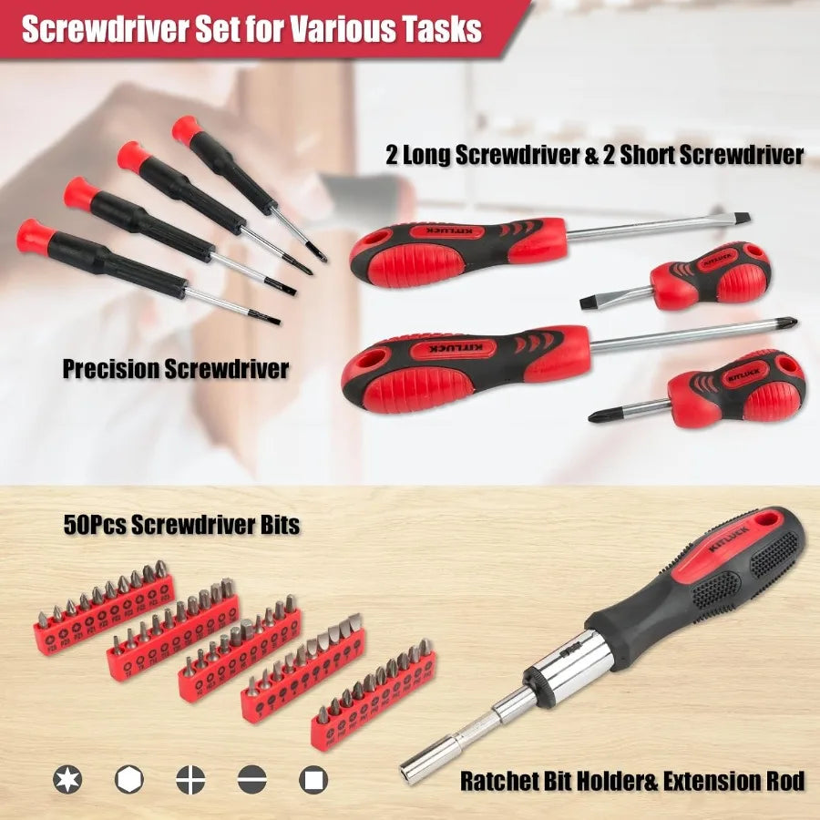 228-piece Home Tool Kit Household Hand Repair Tool Set for men Portable Tool box Set with Tools Screwdriver Wrench Plie