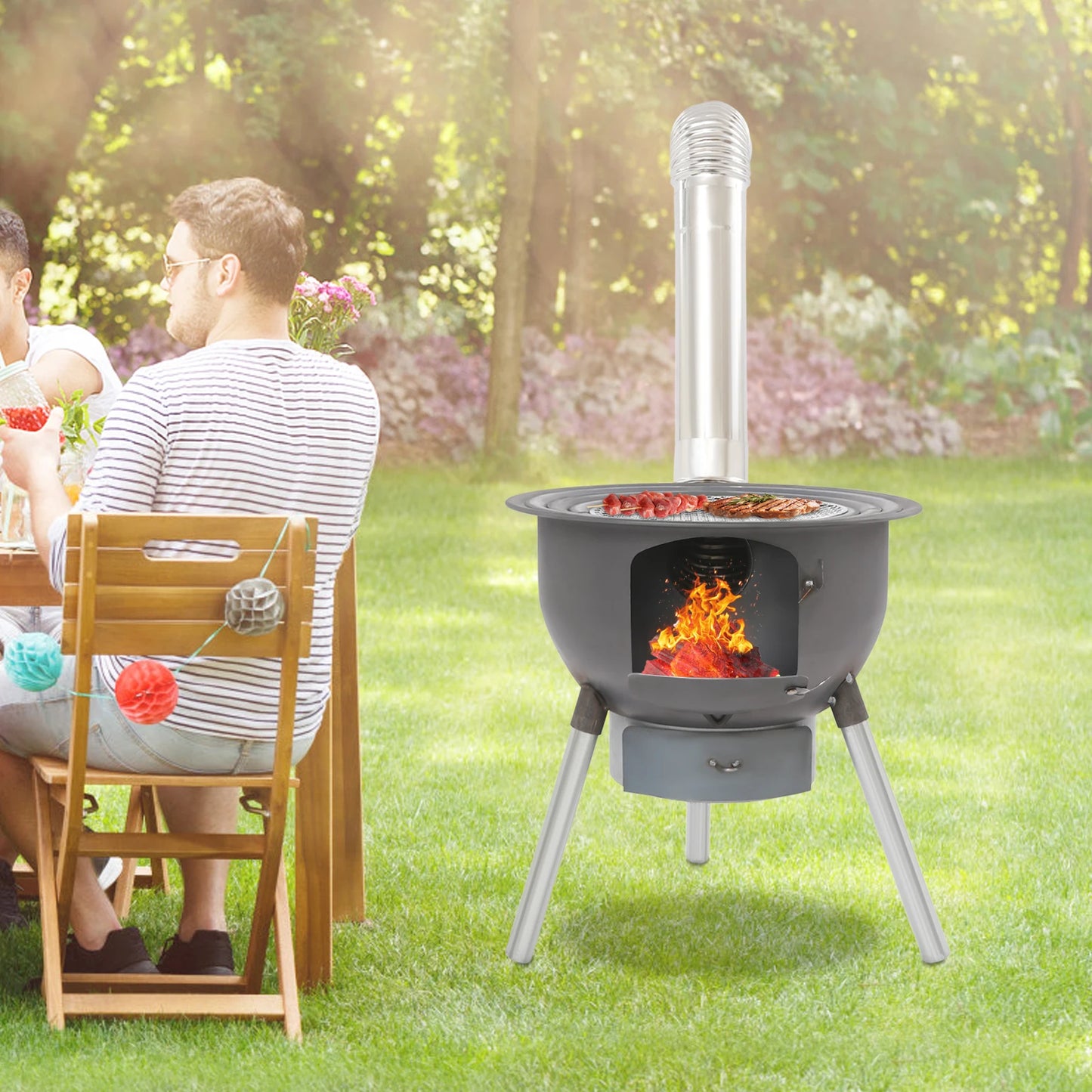 Multifunction Stainless Steel Rural Indoor and Outdoor Household Firewood Stove Mobile Large Stove Camping Barbecue Grill Stove